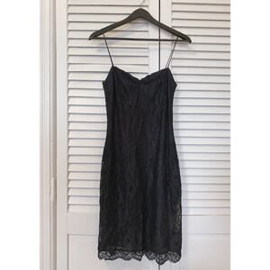 Vintage Compliance Alliance Black Lace Spaghetti Strap Mini Dress, size small